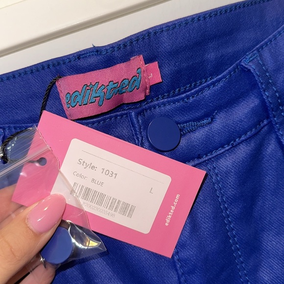 Edikted blue leather pants - Picture 3 of 4